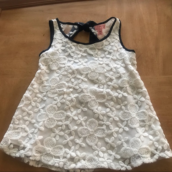 Monteau Girls Lacy Cream Tank Tie Bow Back Med 7/8 - Picture 12 of 12